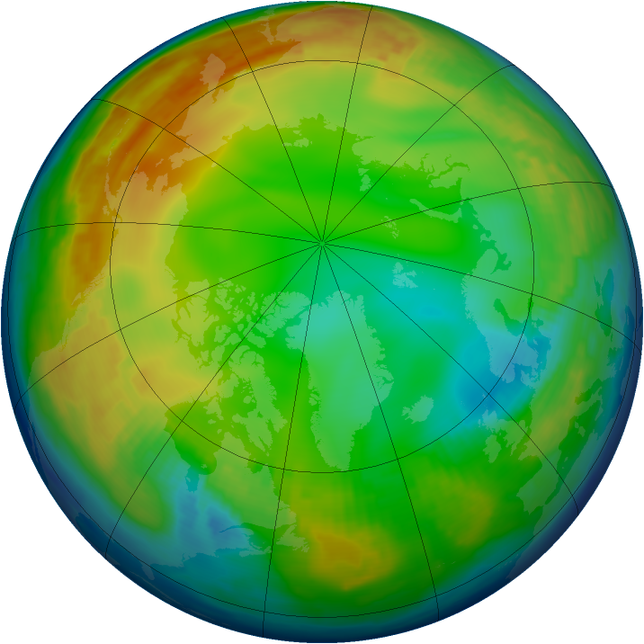 Arctic ozone map for 05 January 1997